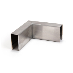 FHC 90 Degree Horizontal Corner Top Cap U-Channel 7/8" x 1-3/4" with Hem - Brushed Stainless 304