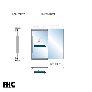 FHC TRS100 Top Rolling Door System - X Single Slider - 4" Square Top and Bottom Rail