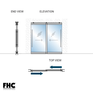 FHC TRS100 Top Rolling Door System - XX Double Slider Bypass - 4" Square Top and Bottom Rail