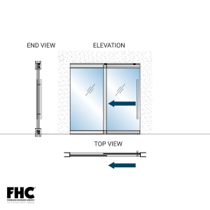 FHC TRS100 Top Rolling Door System - XO/OX Single Slider Bypass With 1 Fixed Panel - 4" Tapered Top and Bottom Rail