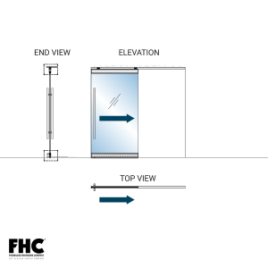 FHC TRS100 Top Rolling Door System - X Single Slider - 4" Tapered Top and Bottom Rail