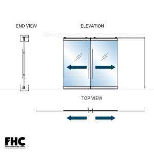 FHC TRS100 Top Rolling Door System - XX Double Slider Bi-Part - 4" Tapered Top and Bottom Rail