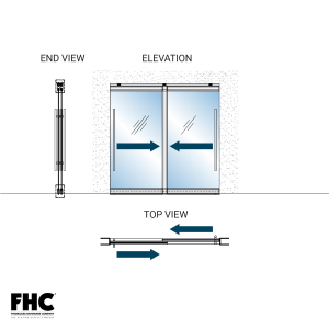 FHC TRS100 Top Rolling Door System - XX Double Slider Bypass - 4" Tapered Top and Bottom Rail