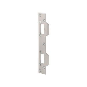 FHC Door Strike - For Use With 5-1/2” And 6” Hole Spacing On Dead Latch And Deadbolt - Steel - Satin Nickel (Single Pack)