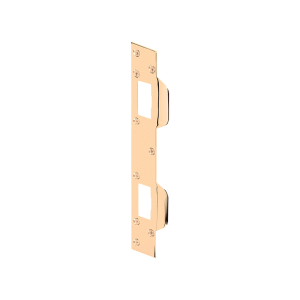 FHC Door Strike - For Use With 5-1/2” And 6” Hole Spacing On Dead Latch And Deadbolt - Steel - Brass (Single Pack)