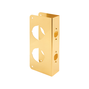 FHC 1-3/4" x 9" Thick Solid Brass Lock And Door Reinforcer - 2-1/8" Double Bore - 2-3/8" Backset