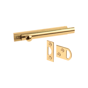 FHC 4-Inch Surface Bolt - Solid Brass - Polished Brass Finish (Single Pack)