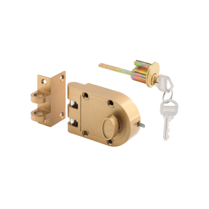 FHC Deadlock - Single Cylinder Diecast Metal Lock With A Brass Finish And Angle Strike (Single Pack)