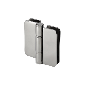 FHC Zephyr 180 Degree Glass-to-Glass Outswing or Bifold Inswing Hinge for 3/8" Glass - Polished Stainless 