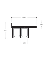 FHC Wood End Showcase Upper Track 144" Long Aluminum Extrusion - Clear Anodized