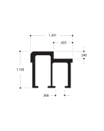 FHC Wood End Showcase Upper Track 144" Long Aluminum Extrusion