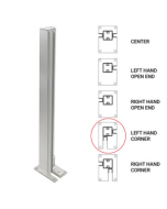 FHC 24" Corner Heavy Duty Partition Post - Satin Anodized - Left Corner