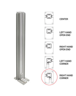 FHC 24" Corner Heavy Duty Partition Post - Satin Anodized - Right Corner