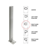 FHC 24" Corner Heavy Duty Partition Post - Right End Corner- Satin Anodized