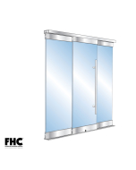 FHC BRS100 Bottom Rolling Door System OXO/OOX/XOO Bypass Single Slider - 4" Square Top & Bottom Rail