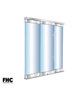 FHC BRS100 Bottom Rolling Door System OXO/OOX/XOO Bypass Single Slider - 4" Tapered Top & Bottom Rail