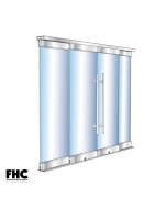 FHC BRS100 Bottom Rolling Door System OXXO Bi-Part Double Slider - 4" Tapered Top & Bottom Rail