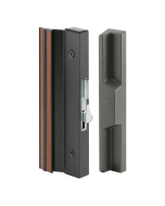 FHC Sliding Patio Door Handle Set - 4-15/16" - Extruded Aluminum - Hook Latch - Black W/Wood Grain