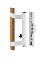 FHC Patio Door Mortise Style Handle - White Diecast With Wood Handle (Single Pack)