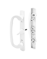 FHC Mortise Style Sliding Patio Door Handle Set - White Diecast - Non-Keyed - Fits 3-15/16” Hole Spacing (Single Pack)