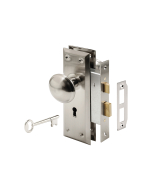 FHC Mortise Keyed Lock Set With Satin Nickel Knob - Fits 1-3/8"-1-3/4" Interior Doors - Satin Nickel (Single Pack)