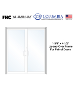 FHC 1-3/4" x 4-1/2" Up and Over Frame for Pair of Doors Prepped for Center Hung Application and No Closer  - No Threshold  - Satin Anodized  - Standard Size / Hardware Prep