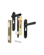 FHC Security Door Non-Locking Mortise Handle Set - Steel And Diecast Construction - Black (1 Set)