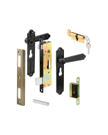FHC Security Screen Or Storm Door Lever Set - Lock Cylinder - Diecast - Black (1 Set)