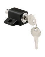 FHC Push-In Sliding Door Keyed Lock - 1" - Diecast And Steel Components - Black Painted Finish (Single Pack)