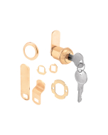 FHC Drawer And Cabinet Lock - Secure Important Files And Drawers - 7/8” - Diecast Housing With Brass Finish - Fits On 9/16” Max Panel Thickness (1 Kit)