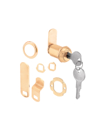 FHC Drawer And Cabinet Lock - 1-1/8” - Diecast Housing With Brass Finish - Fits On 13/16” Max Panel Thickness (1 Kit)