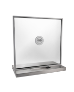 FHC Stock Cashier Window with Speak Thru - Stainless Steel Shelf with Deal Tray - Satin Anodized