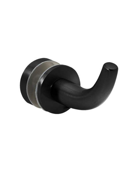 FHC Glass Mount Towel/Robe Hook - Matte Black