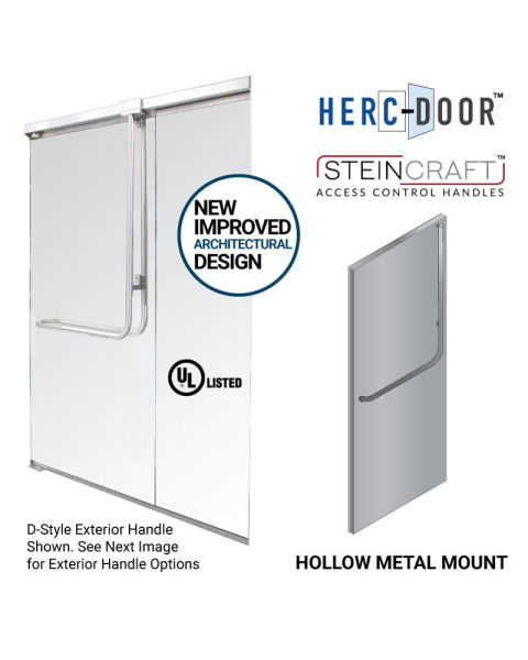 FHC Top Latching Panic Exit Device 'G' Exterior Pull Handle RHR Top Metal Dr Mount Exterior Keyed Access - Brushed Stainless 