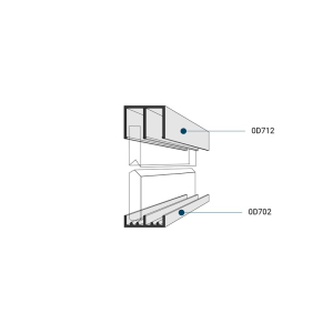 FHC Plastic Track Assembly D712 Upper/D702 Lower for 1/4" Panels 12' Long Gray Plastic