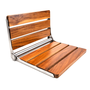 FHC Wall Mount Folding Shower Seat - Brown Wood - 14" - x 16" - x 11"