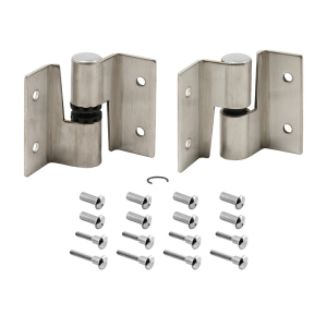 FHC Surface Mounted Hinge Set - Right Hand In / Left Hand Out with Fasteners - Satin Stainless