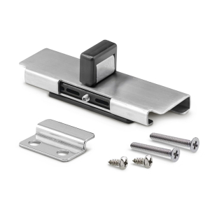 FHC Slide Latch & Keeper with Fasteners, Stainless Steel &ndash; Inswing Restroom Partition Doors
