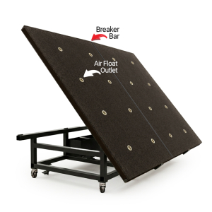 FHC 9' x 12' Counterbalance Tilt-Top Carpeted Glass Cutting Table With 16 Outlet Air Float And Breaker Bar