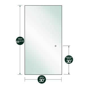 FHC 1/4" Clear Tempered Glass for CDK Shower Slider - 30" X 69-3/8" - Prepped for Finger Pull at 30" High