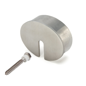 FHC Wall Mount End Caps for 3-1/4" x 2-1/2" Oval Cap Rail - Brushed Stainless Steel