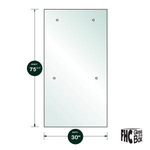 FHC Denali Fixed Panel 3/8" Clear Tempered Glass - 30" x 75-3/4" - Prep for 24" CTC Towel Bar