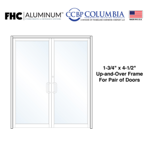 FHC 1-3/4" x 4-1/2" Up and Over Frame for Pair of Doors Prepped for Center Hung Application and No Closer  - No Threshold  - Satin Anodized  - Standard Size / Hardware Prep