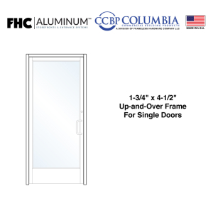 FHC 1-3/4" x 4-1/2" Up and Over Frame for Single Doors Prepped for Center Hung Application and No Closer  - Threshold Included  - Satin Anodized  - Custom Size / Hardware Prep