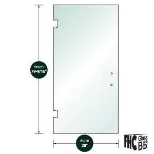 FHC 3/8" Clear Tempered Glass For Glendale/Preston SD Hinge 28" x 79-9/16" - Prep for 8" CTC Handle