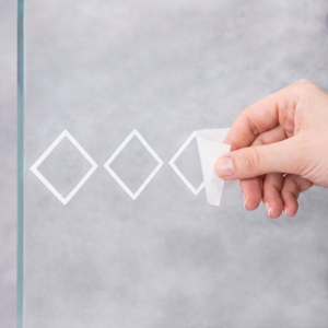 FHC Glass Safety Decal Hollow Diamond Pattern - 2" X 21" White on Clear - 10 per Roll