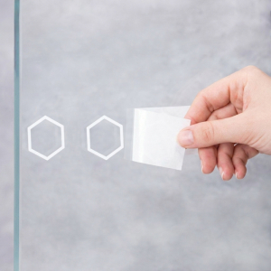 FHC Glass Safety Decal Pattern - Hexagons - White On Clear - 10 per Roll