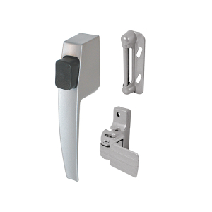 FHC Screen And Storm Door Push Button Latch Set With Night Lock - Aluminum Finish - Fits Doors 5/8&rdquo; - 1-1/4&rdquo; Thick (Single Pack)
