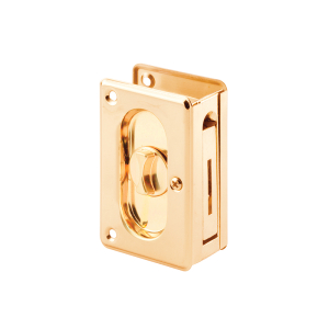 FHC Pocket Door Privacy Lock With Pull - Replace Old Or Damaged Pocket Door Locks Quickly And Easily - Polished Brass - 3-3/4&rdquo; (Single Pack)