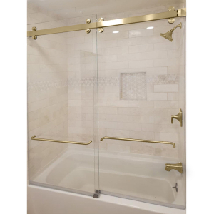 FHC Napa Series 180 Degree Sliding Shower Door Kit - Satin Brass